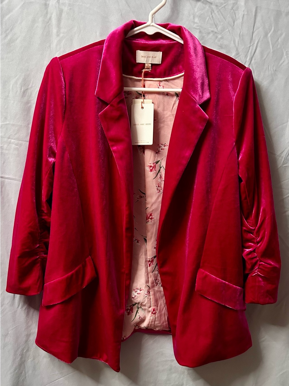 Skies Are Blue Raspberry Velvet Blazer